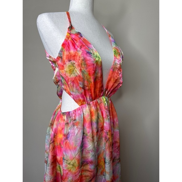 Ramy Brook Wilson Cutout Maxi Dress in Guava Sunburst Size 4 - Picture 5 of 9